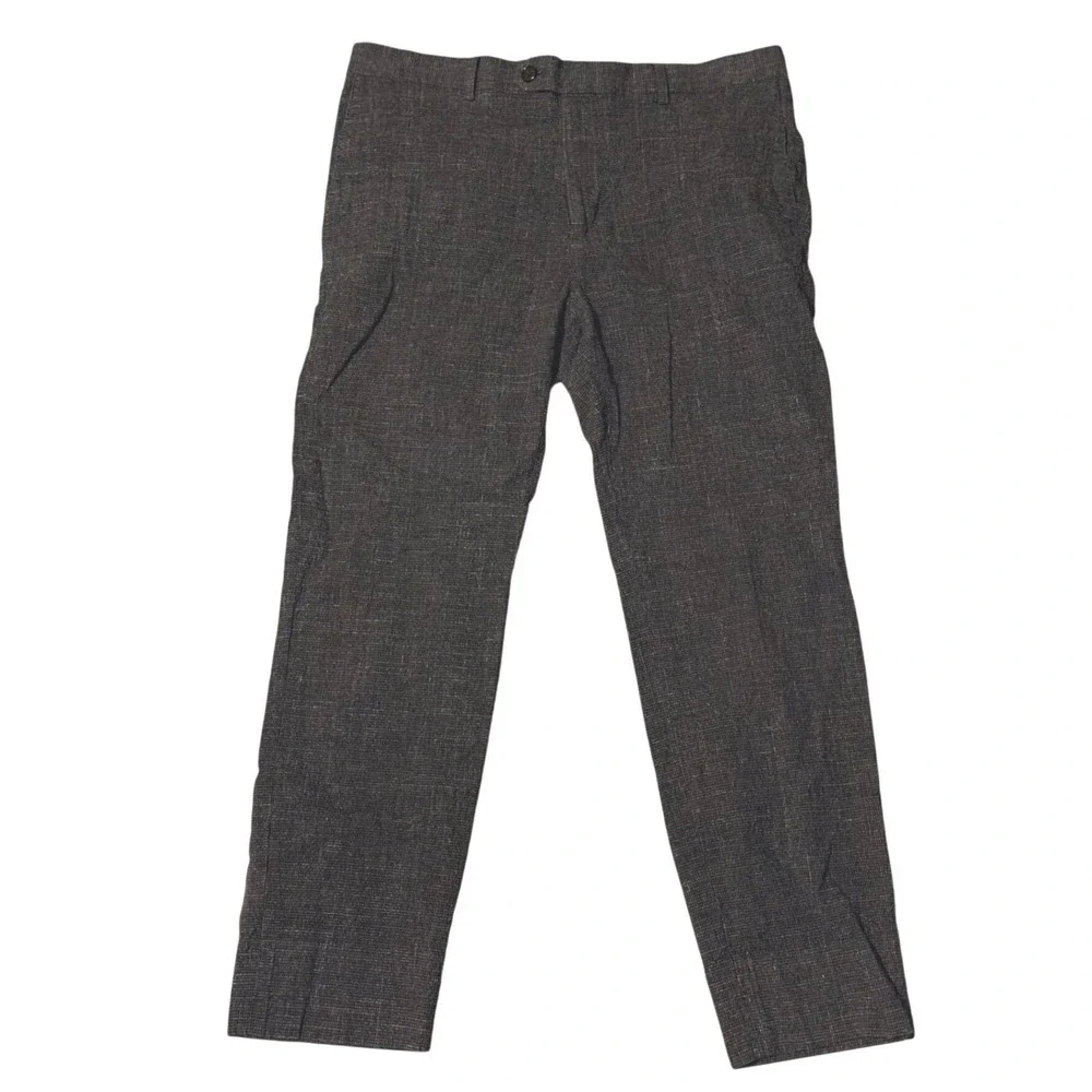 Banana Republic Tessuti di Sondrio Men 35x30 Charcoal Gray Crosshatch Slim Pants